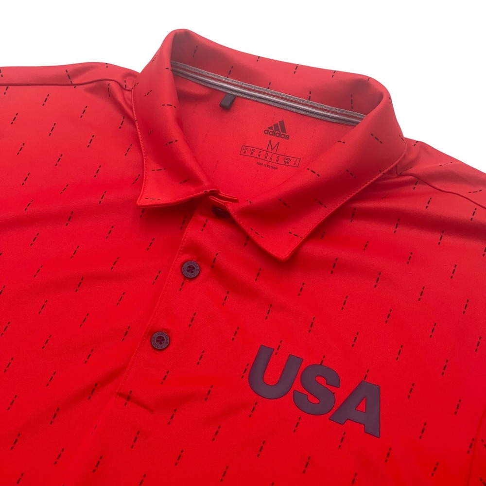 Adidas‎ USA Red Performance Golf Polo Shirt Men's Size M Stretch Causual